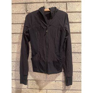 Lululemon Black Hooded Zip-Up Jacket Womens Activewear With Thumbholes